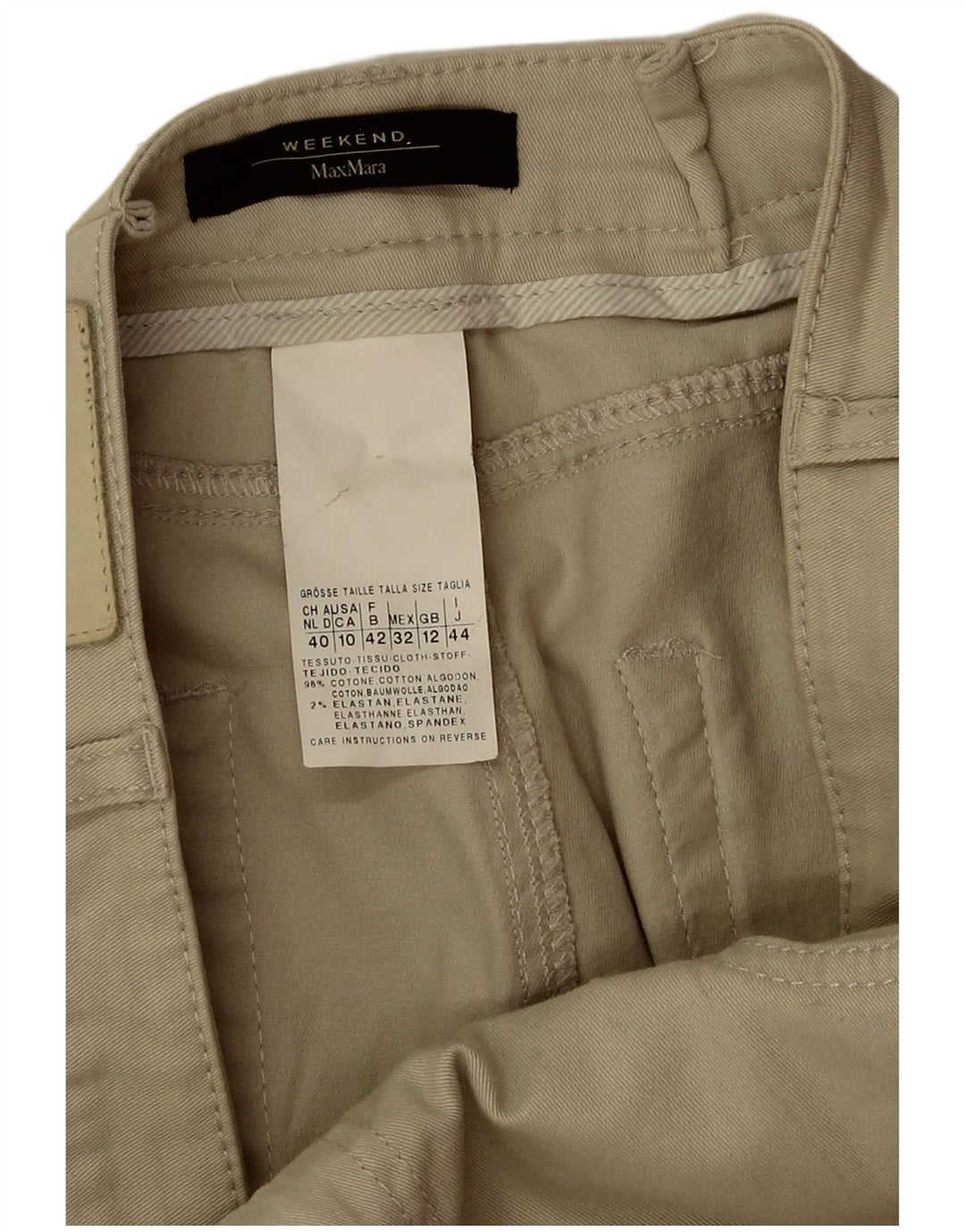 Max Mara Pantalon décontracté droit week-end pour femme UK 12 Medium W30 L30 Beige