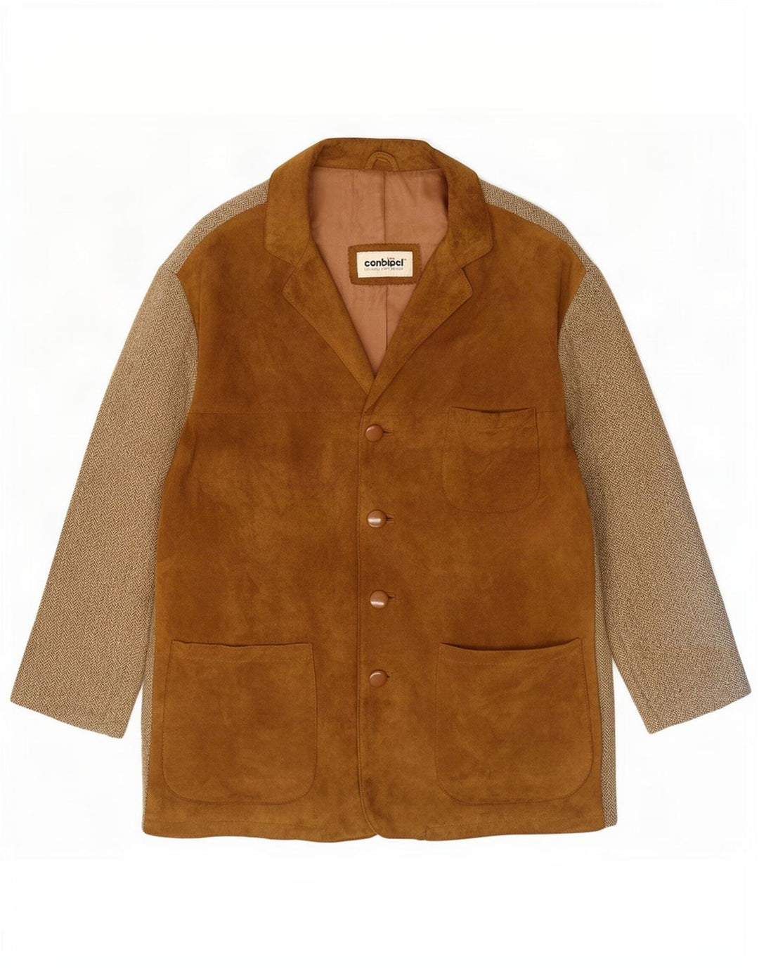 Conbipel Veste en Daim Femme IT 42 Cuir à Chevrons Beige Moyen