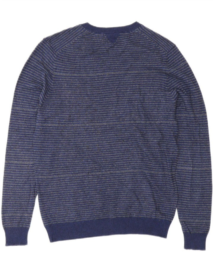 TRUSSARDI JEANS Pull Col V Homme Bleu Moyen Rayé Coton