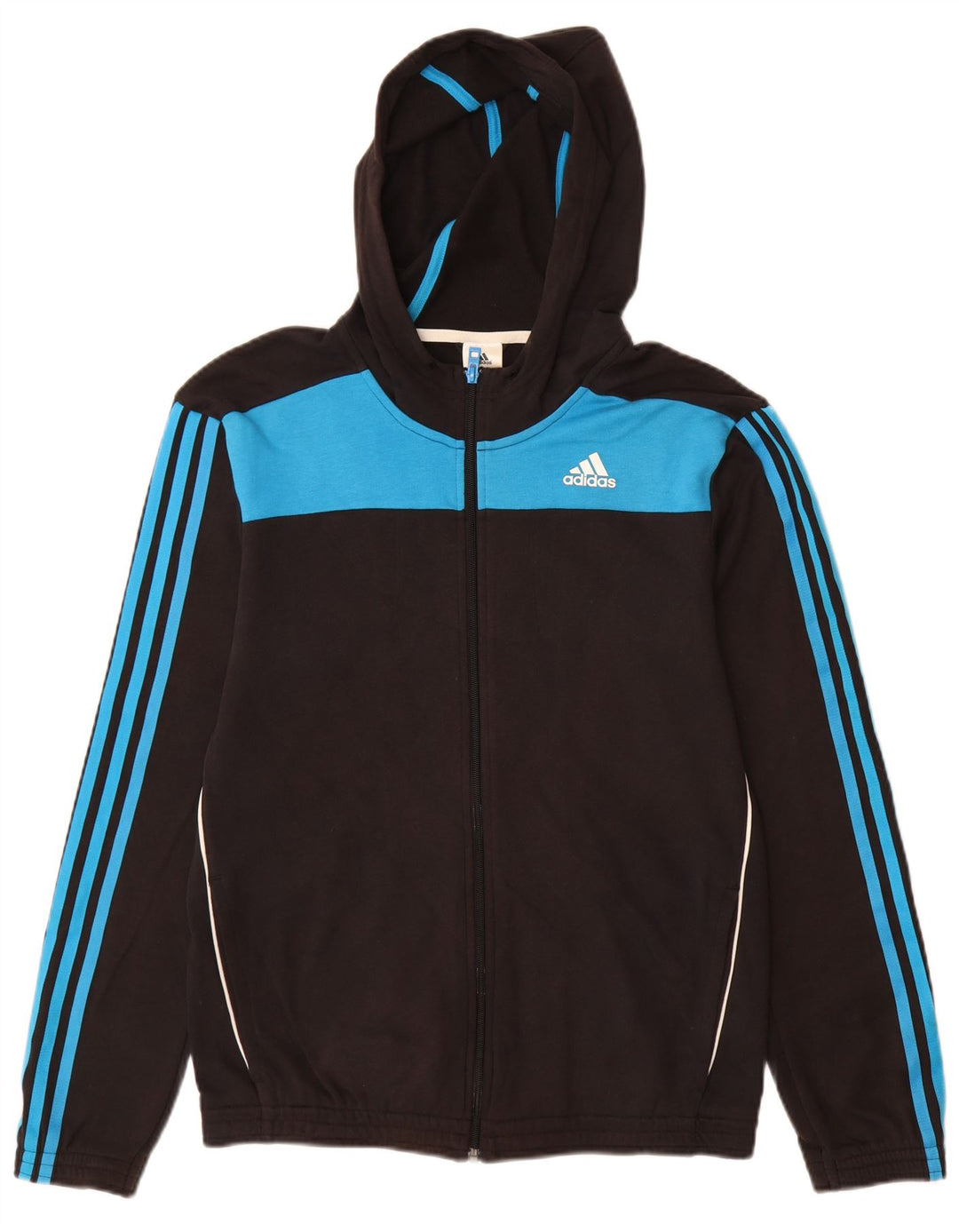 ADIDAS Pull à capuche zippé pour homme Petit coton color block noir