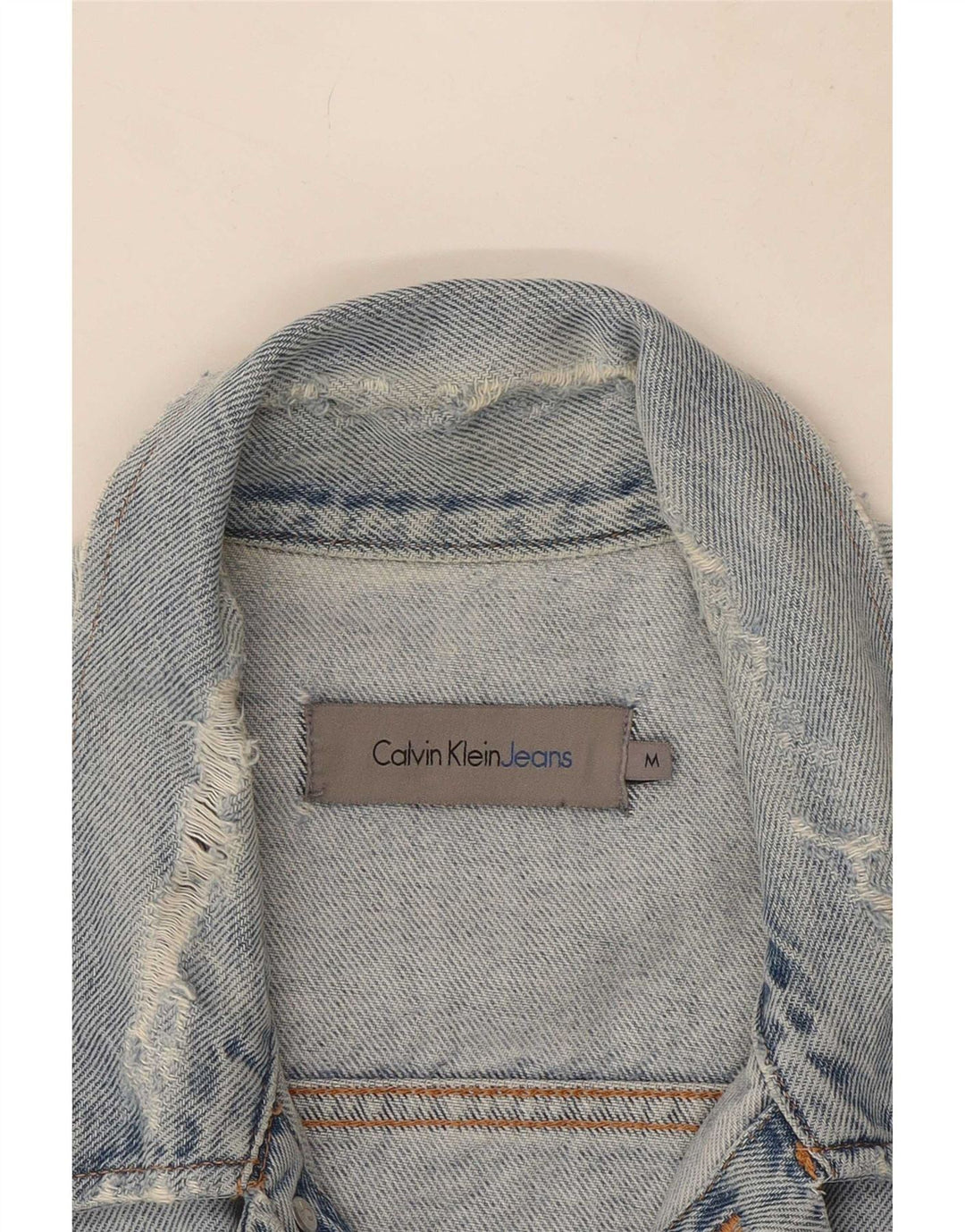 Calvin Klein Jeans Veste en jean vieilli pour homme UK 38 Bleu moyen Coton