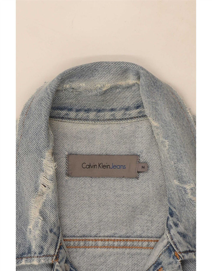 Calvin Klein Jeans Veste en jean vieilli pour homme UK 38 Bleu moyen Coton