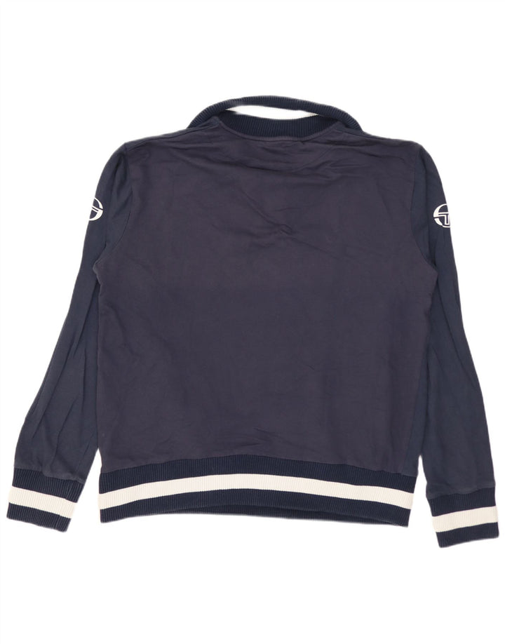 Sergio Tacchini Sweat-shirt graphique à col zippé pour homme, petit, bleu marine