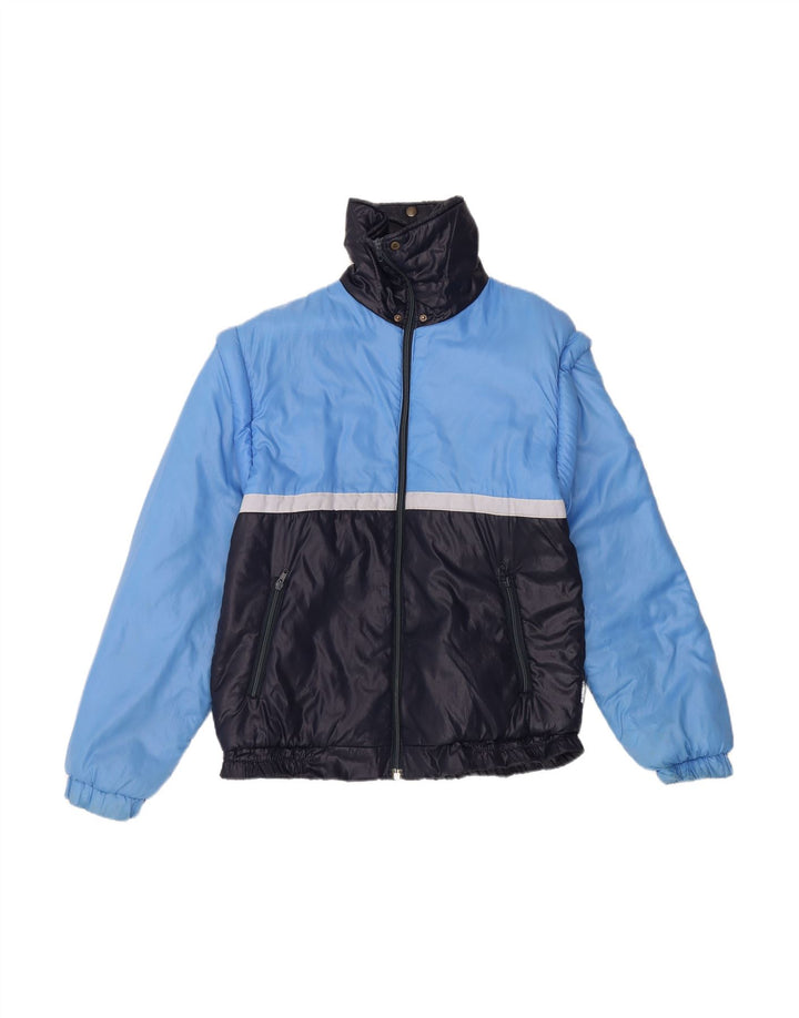 VINTAGE Mens Windbreaker Jacket UK 38 Medium Blue Colourblock Polyamide