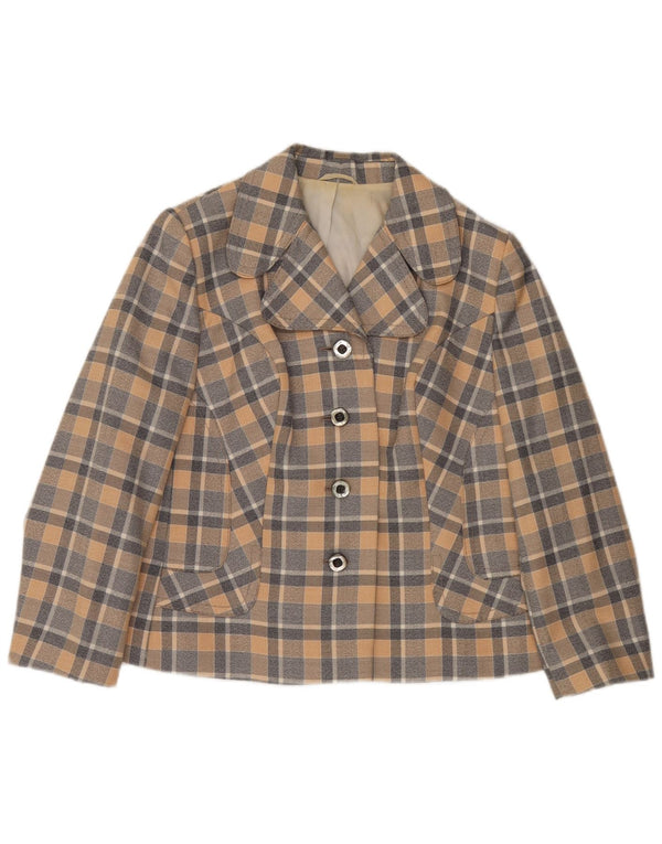 Trevira Veste blazer à 4 boutons pour femme UK 12 à carreaux multicolores moyens