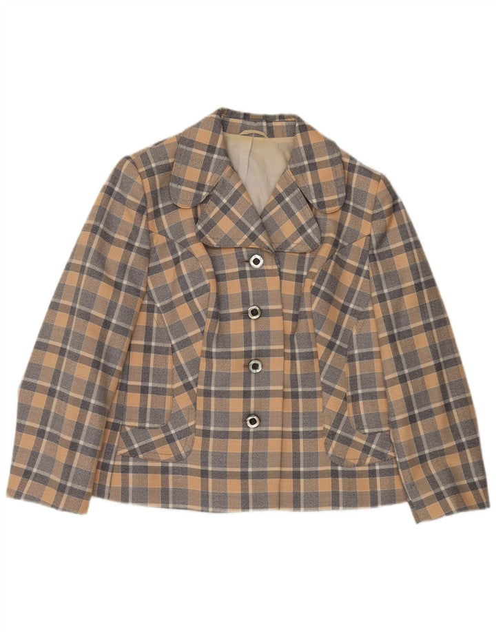 Trevira Veste blazer à 4 boutons pour femme UK 12 à carreaux multicolores moyens