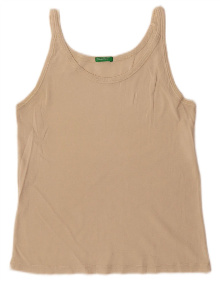 Benetton Femme Cami Top UK 10 Petit Coton Beige