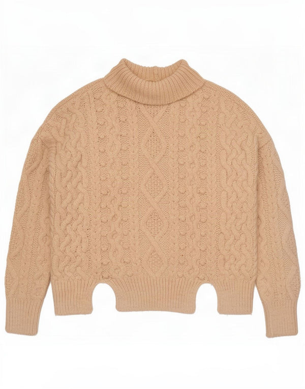 Zara Pull surdimensionné à col roulé pour femme UK 16 Large Beige