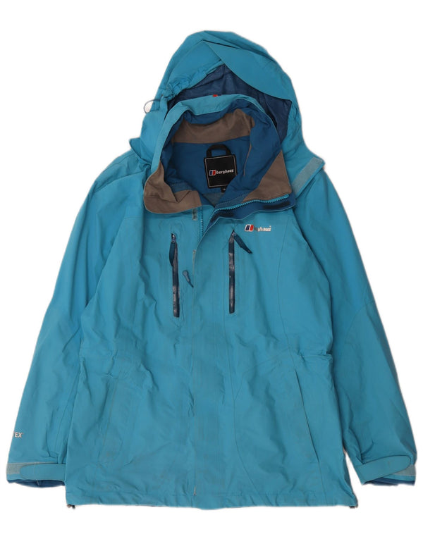 Berghaus Veste de pluie surdimensionnée à capuche pour femme UK 10 Petit nylon bleu