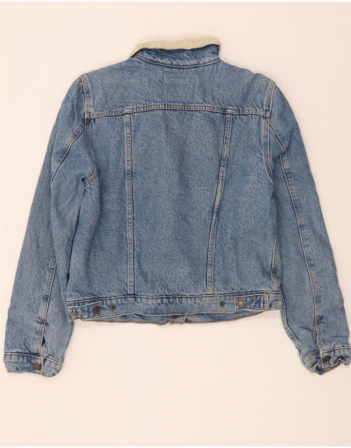 Levi's Veste Sherpa Denim Femme UK 14 Large Bleu Coton