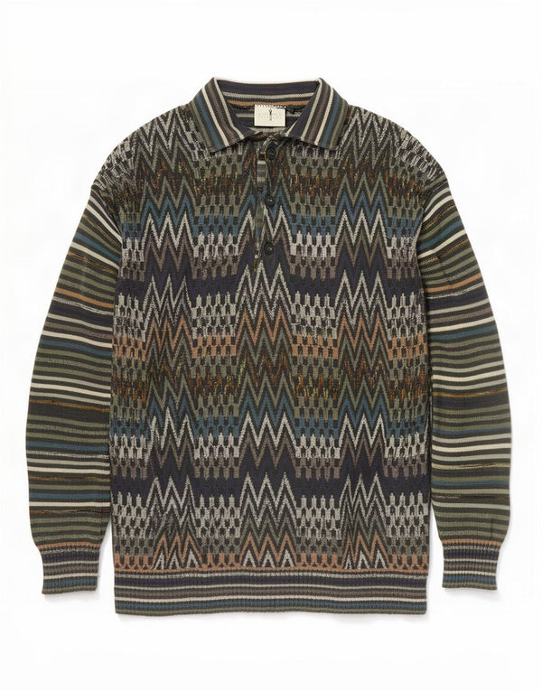 NANI BON Pull Col Polo Homme IT 50 Moyen Multicolore Géométrique