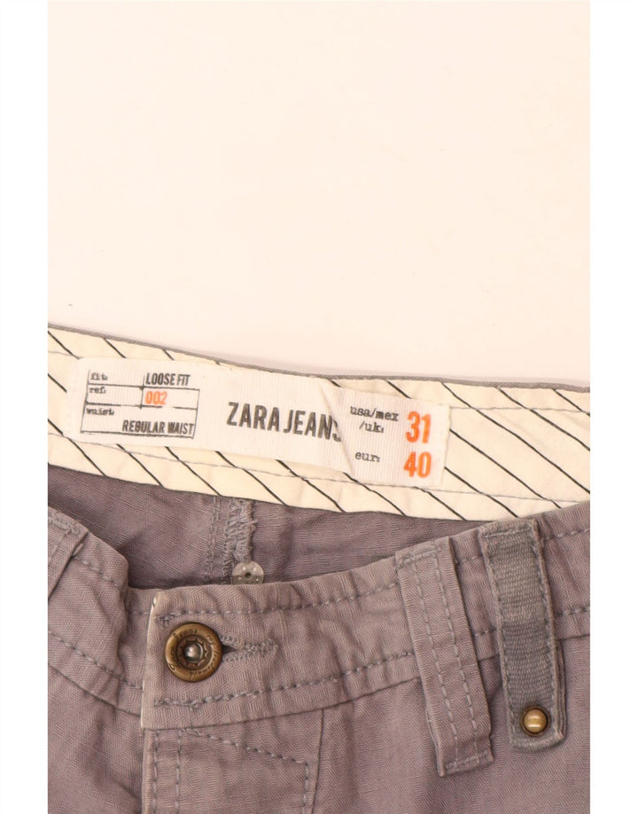 Zara Pantalon cargo droit pour homme EU 40 Medium W31 L31 Gris