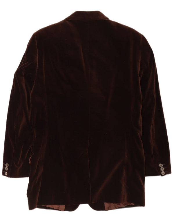 vintage Mens Velvet 3 Bouton Blazer Veste IT 46 Petit Marron Coton Classique