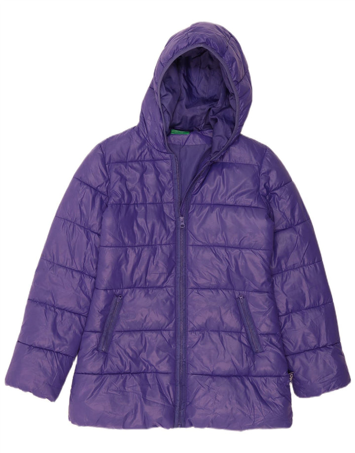 BENETTON Veste matelassée à capuche pour fille 11-12 ans 2XL Violet Polyester