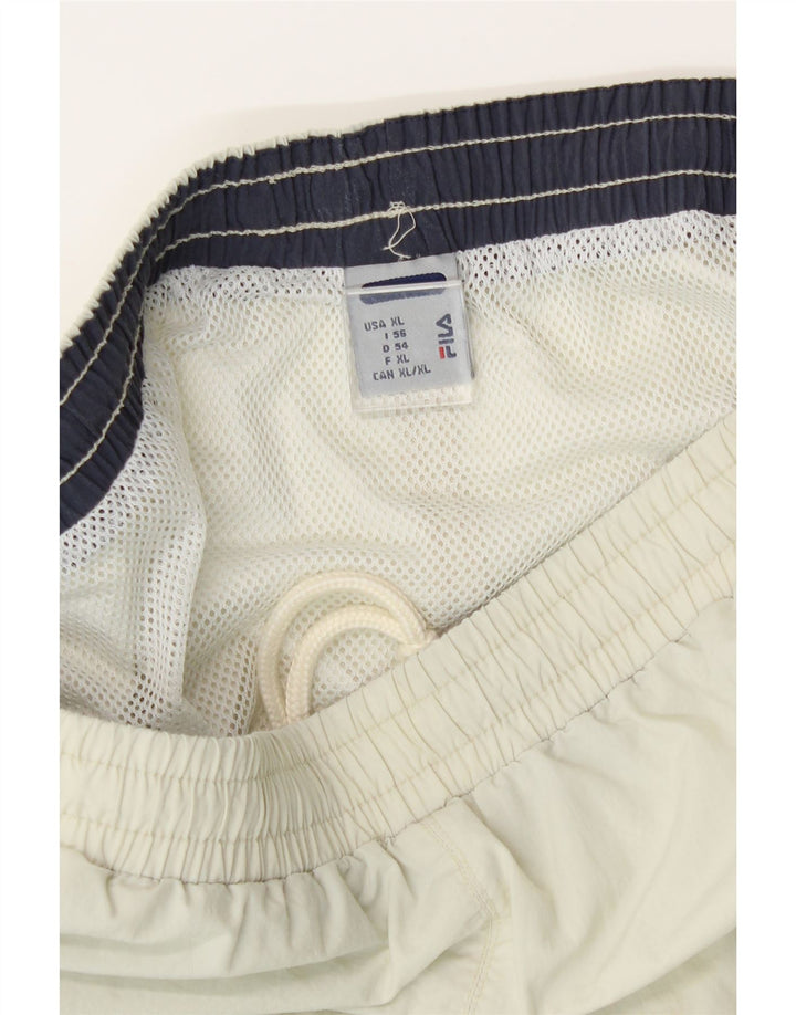 FILA Mens Graphic Swimming Shorts XL Off White Nylon Vintage Fila and Second-Hand Fila from Messina Hembry 