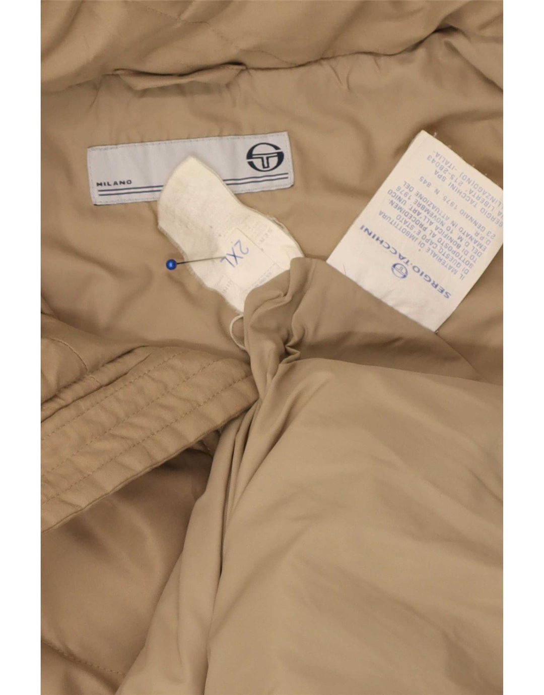 Sergio Tacchini Veste matelassée à capuche pour homme UK 44 2XL Beige Polyester
