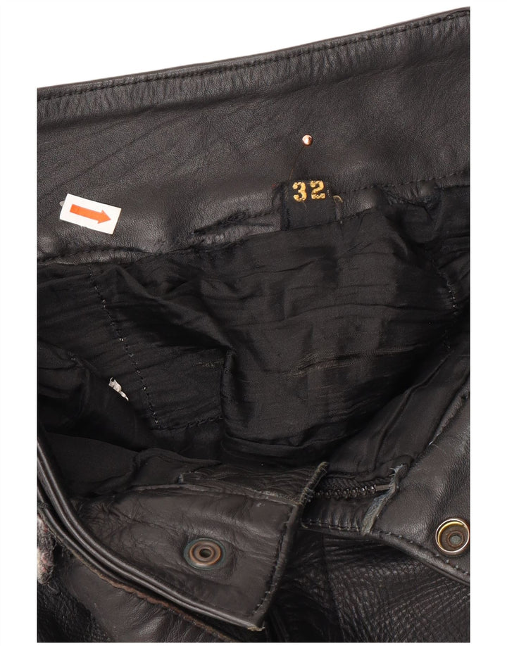 VINTAGE Pantalon motard en cuir pour homme W32 L23 Noir