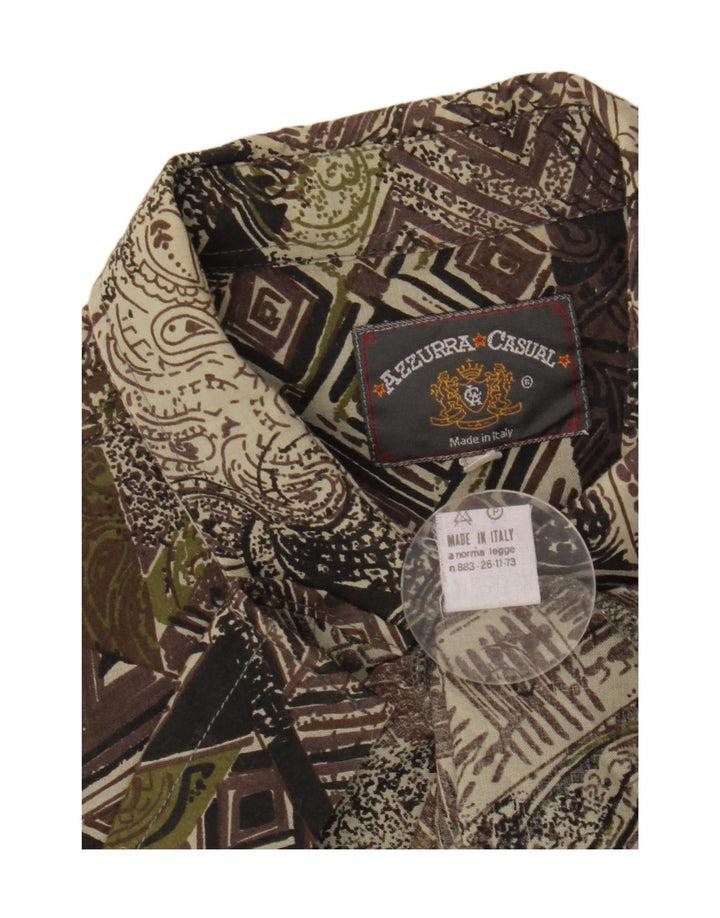 Azzurra Chemise à Motifs Abstraits Large Vert Viscose Homme