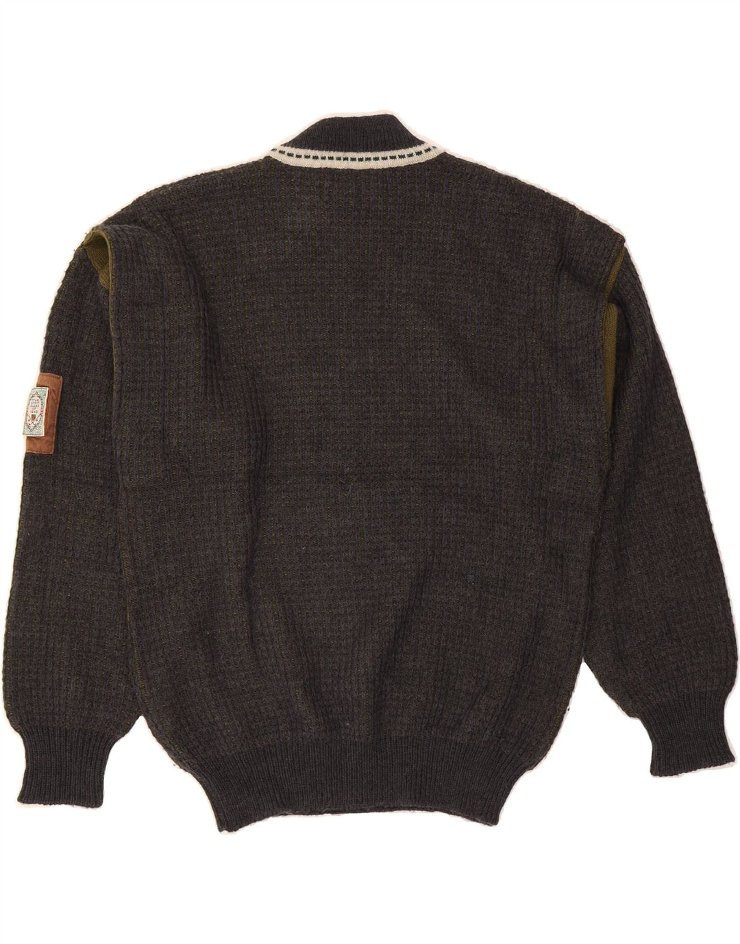 VINTAGE Pull col roulé pour homme IT 50 Bleu marine moyen Colourblock