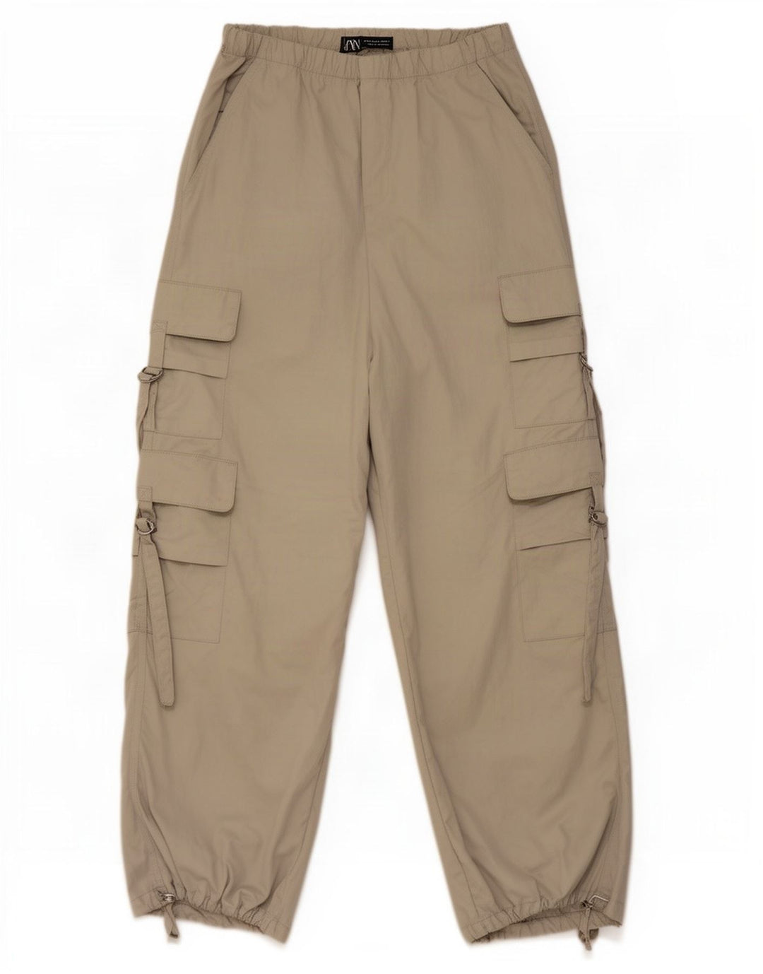 Zara Pantalon Cargo Joggers Femme XS W24 L29 Gris Polyester