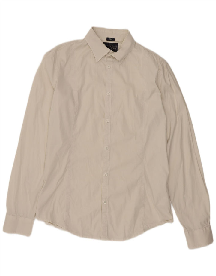 Armani Jeans Chemise ajustée pour homme en coton blanc Large