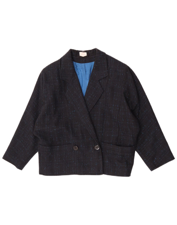 Veste blazer surdimensionnée femme vintage EU 34 XS Bleu Marine Check