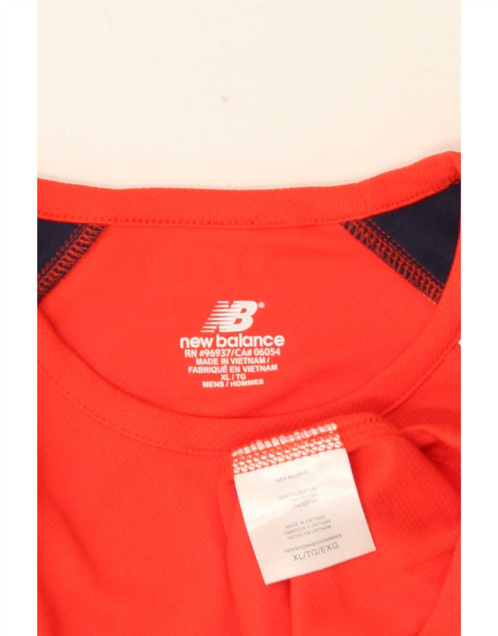 New Balance T-Shirt Homme Top XL Rouge Colourblock Polyester