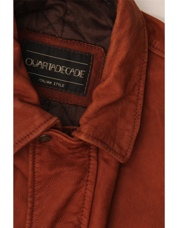 Quartadecade Manteau en cuir pour homme UK 38 Marron moyen