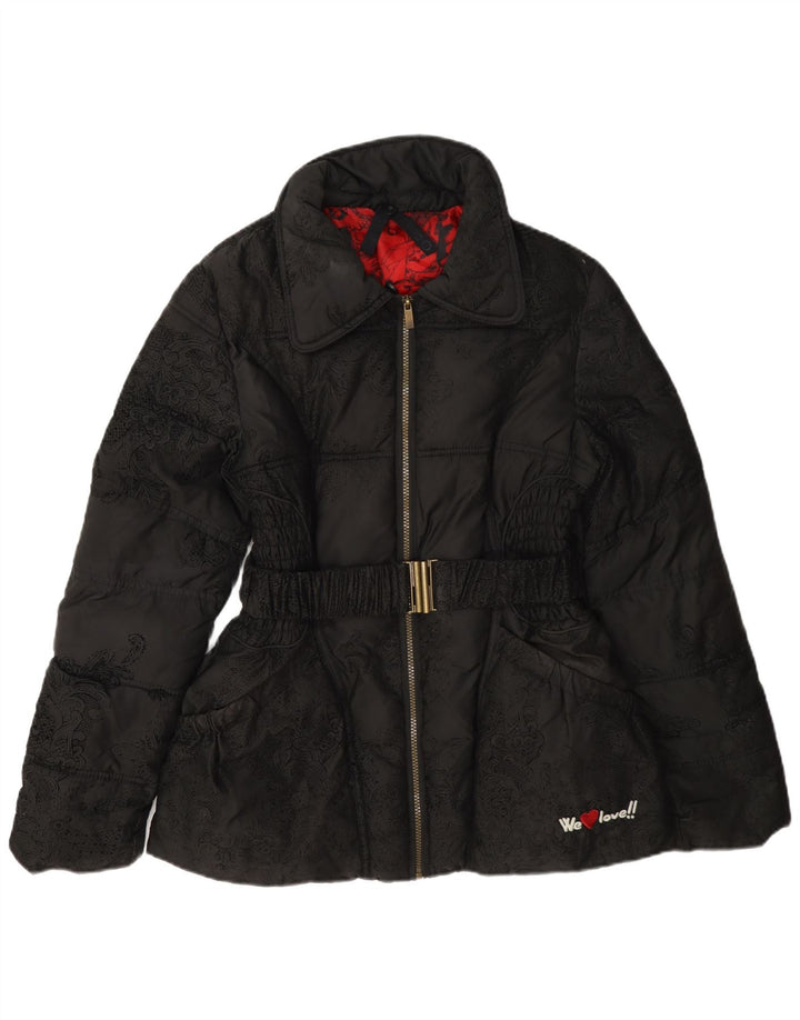 Desigual Veste matelassée graphique pour femme EU 40 Medium Noir Paisley Polyester