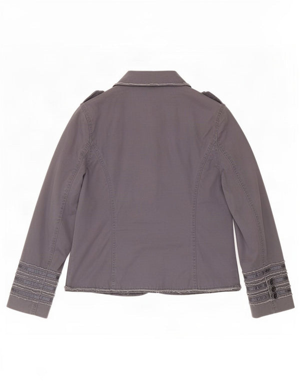 Ben Sherman Veste blazer militaire à 2 boutons pour femme UK 14 Grand coton gris