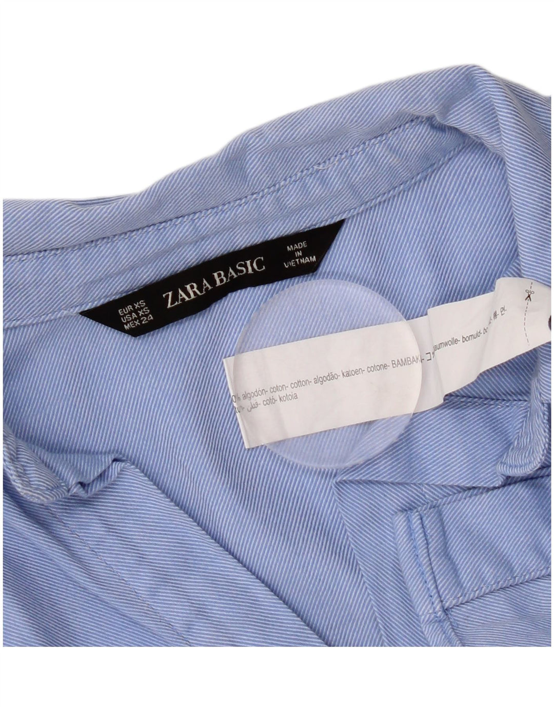 Zara Femme Chemise Oversize UK 6 XS Bleu Coton