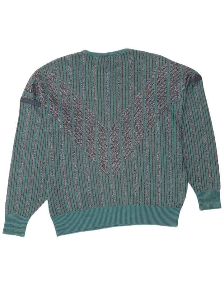 PIERRE SANGAN Pull col rond homme grand bleu rayé acrylique