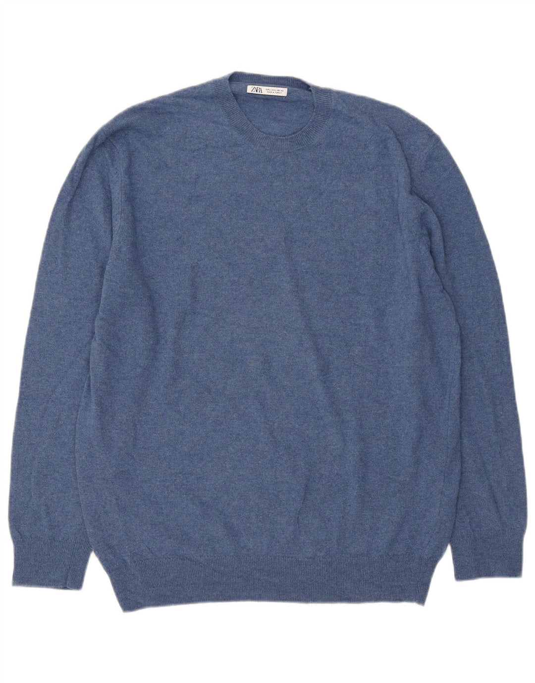 Zara Pull ras du cou pour homme, grand, bleu, polyamide