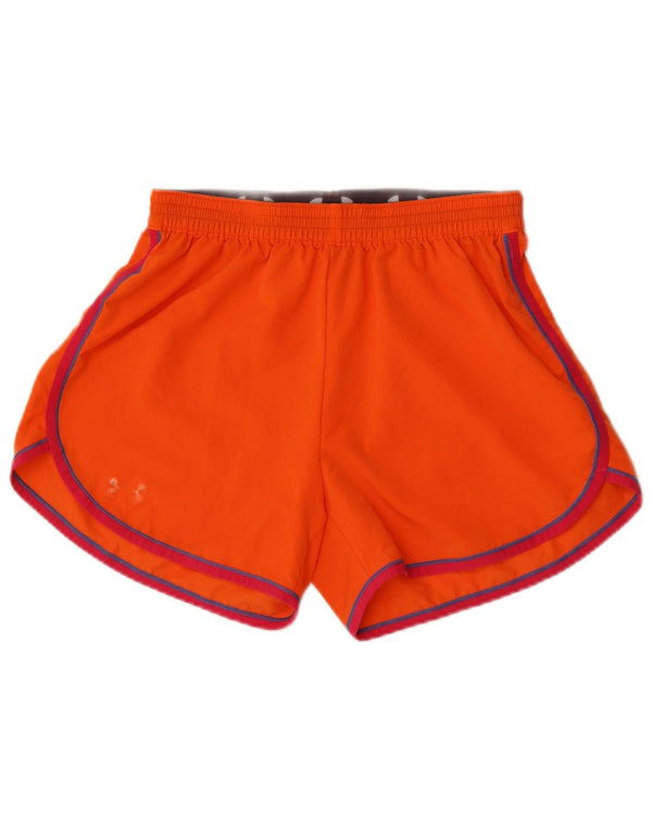 Under Armour Short de sport pour femme UK 8 Small Orange Rayé Polyester