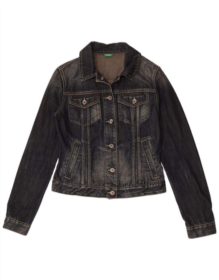 Benetton Veste en Jean Femme UK 12 Bleu Marine Moyen