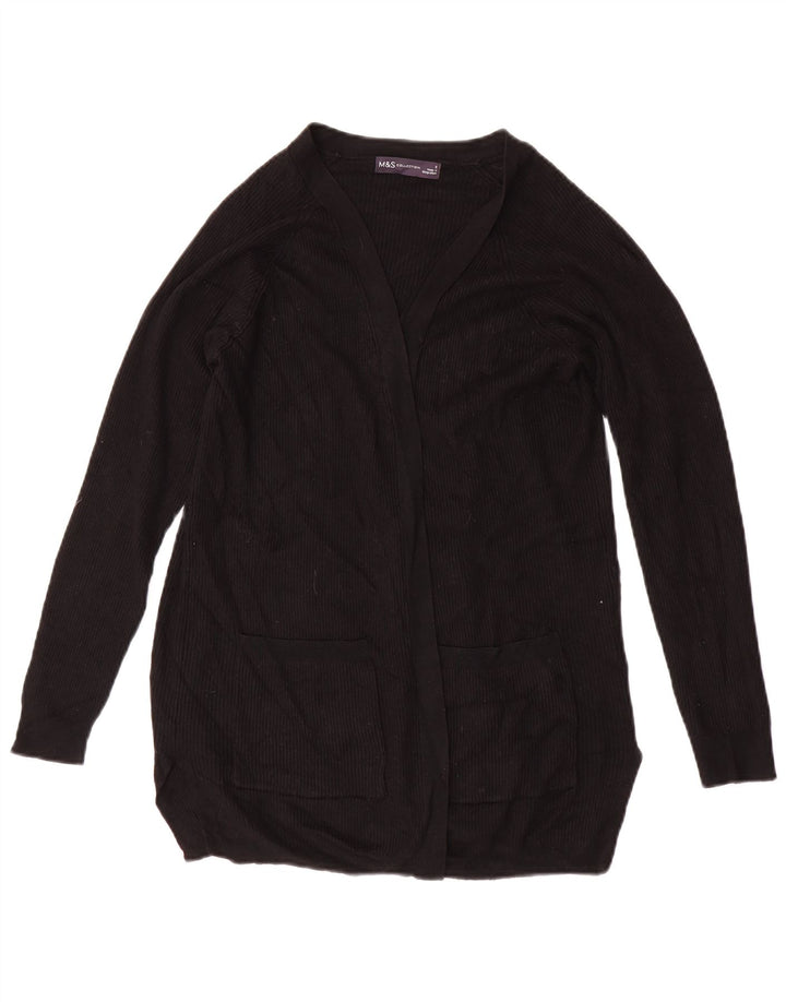 Marks & Spencer Pull cardigan ouvert pour femme UK 10 Petite viscose noire