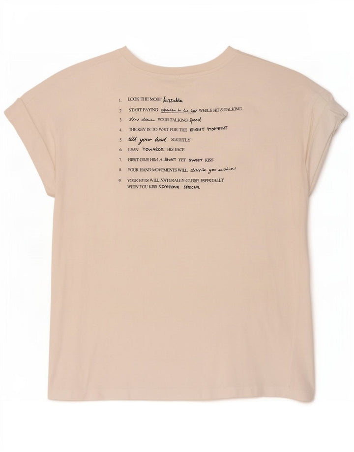 Zara T-shirt graphique surdimensionné pour femme UK 10 Petit Blanc