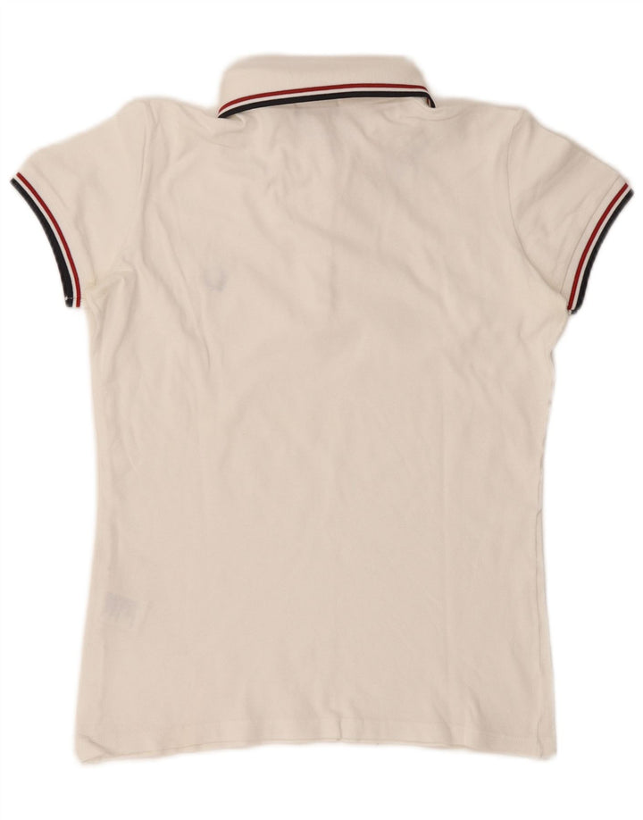 Fred Perry Polo Femme UK 14 Coton Blanc Moyen