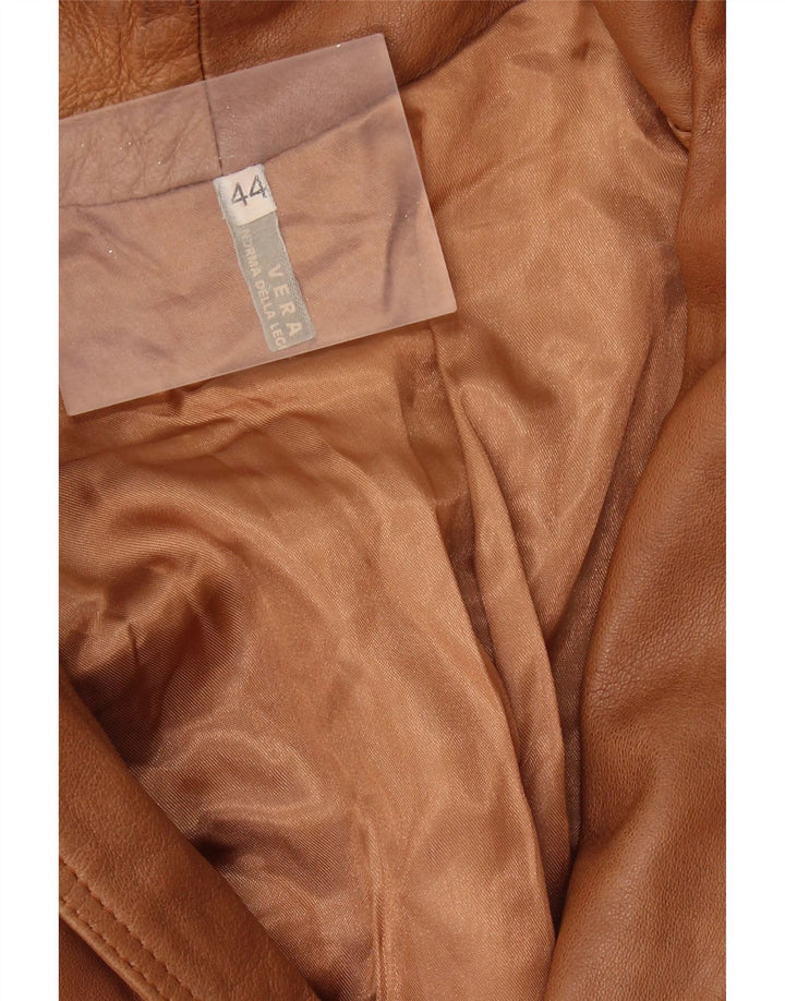 VINTAGE Veste en cuir militaire pour homme UK 44 2XL Cuir marron