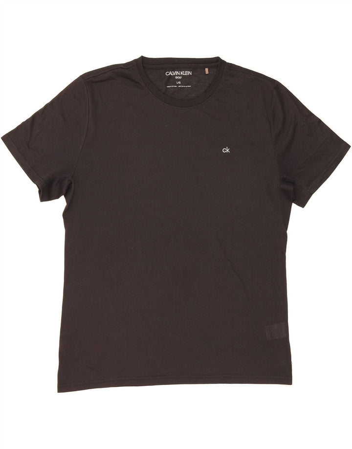 CALVIN KLEIN Mens Golf T-Shirt Top Large Black Polyester Vintage Calvin Klein and Second-Hand Calvin Klein from Messina Hembry 