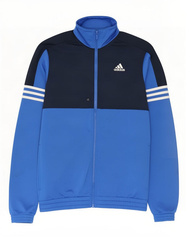Adidas Mens Tracksuit Top Jacket UK 38/40 Medium Blue Colourblock Polyester