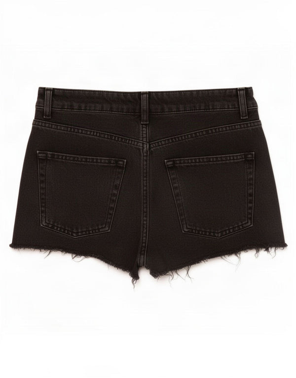 Topshop Short en jean pour femme Mom Distressed UK 10 Small W26 Coton noir