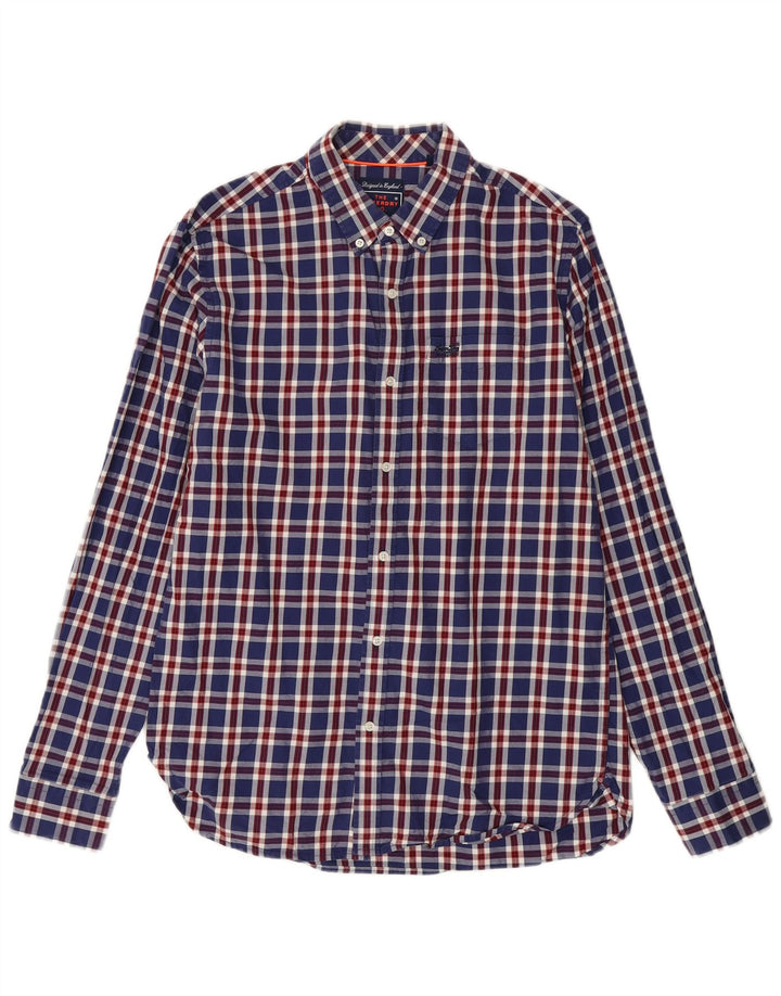 Superdry Chemise Homme Grand Carreau Bleu Coton