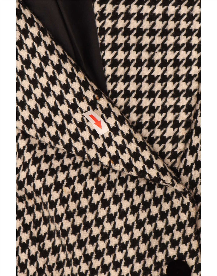 vintage Femmes 3 Bouton Blazer Veste EU 44 XL Pied-de-poule Noir