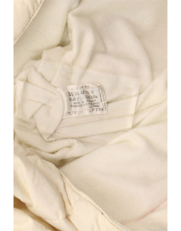 vintage Femme Manteau rembourré surdimensionné UK 10 Petit Blanc Paisley Polyester