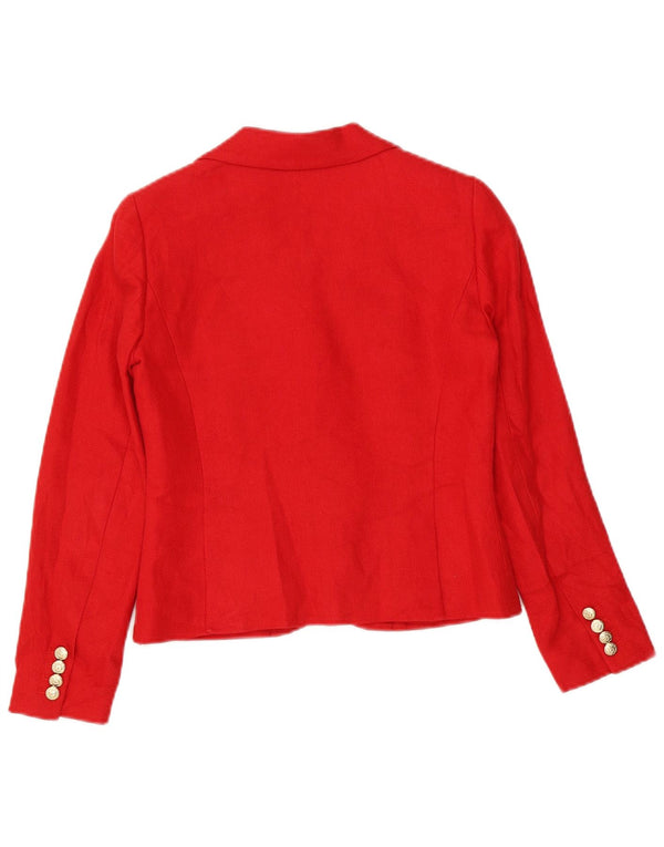 Ralph Lauren Veste blazer à 3 boutons pour femme Petite Crop US 2 XS Lin rouge