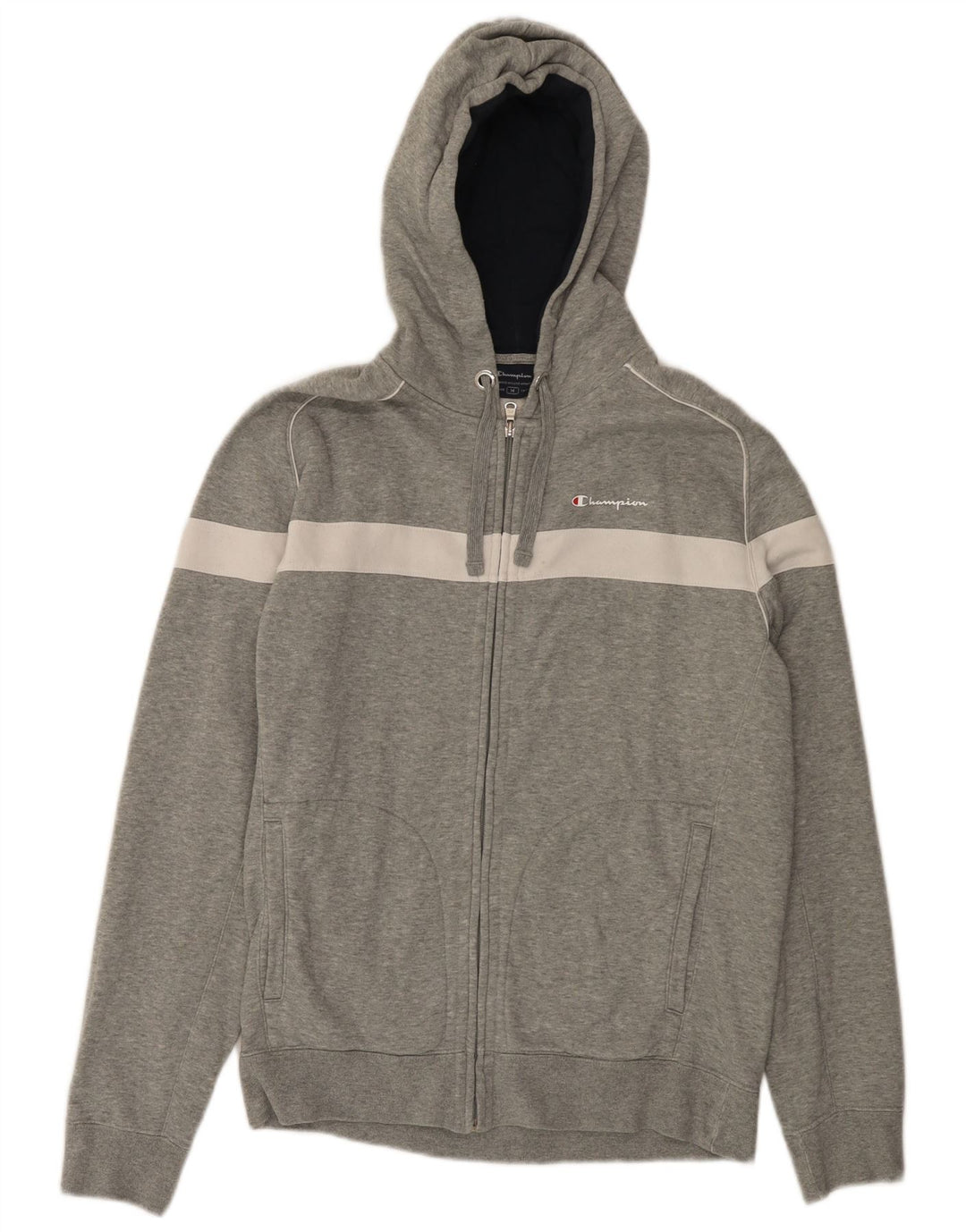 CHAMPION Pull à capuche zippé pour homme en coton color block gris moyen
