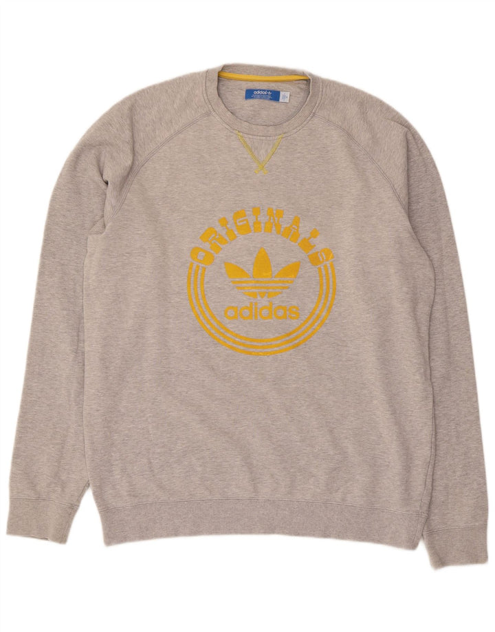 ADIDAS Sweat-Shirt Graphique Homme Gris Moyen Coton