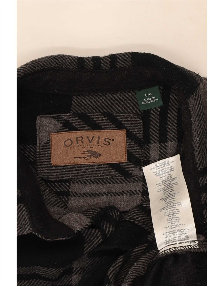 Orvis Chemise en flanelle pour homme Grand coton à carreaux noirs