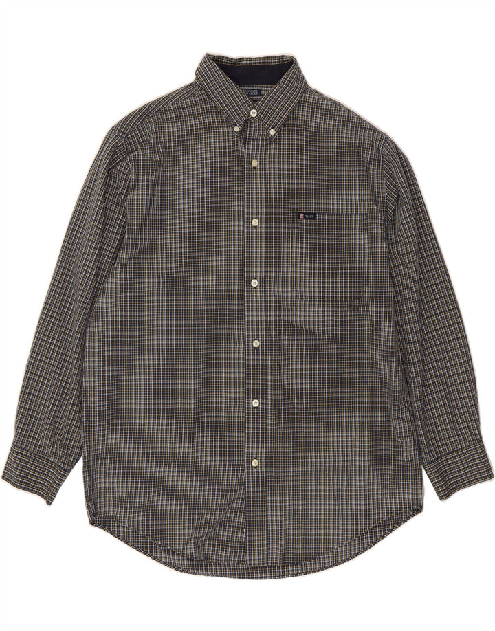 CHAPS Mens Shirt Large Navy Blue Check Cotton Vintage Chaps and Second-Hand Chaps from Messina Hembry 